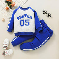 Toddler Boys Solid Letter Printed Long Sleeve Sportswear - PrettyKid