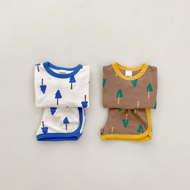 2022 Boys and Girls Baby Small Children Bao Thin Cotton Short-sleeved T-shirt Shorts Set - PrettyKid