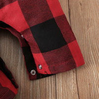 Baby Plaid Suspenders Long Sleeve Suit Christmas Dress - PrettyKid