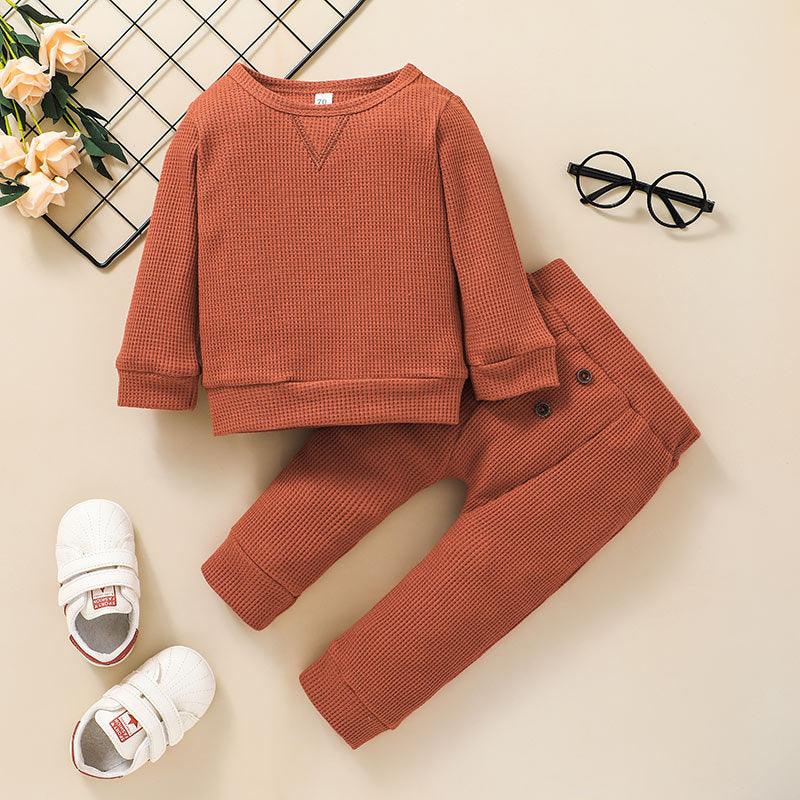 Baby Girls Casual Solid Color Sweater Set Wholesale Baby Clothes Suppliers - PrettyKid