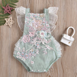 Baby Girls Mesh Beaded Flower Embroidery Jumpsuit - PrettyKid