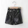 Toddler Kids Girls Solid Color PU Leather Shorts - PrettyKid