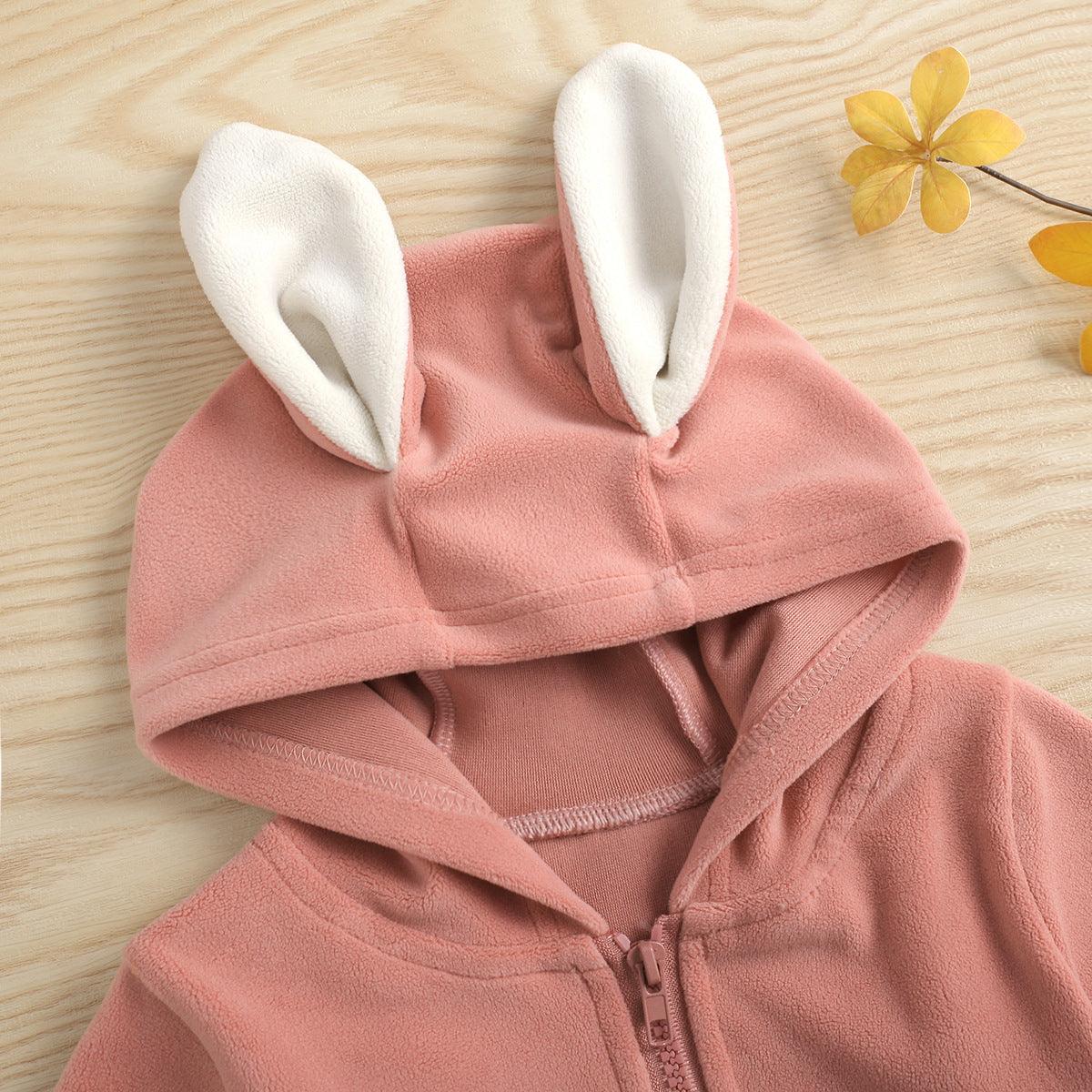 Baby Boys Girls Cute Rabbit Zipper Long Sleeve Jumpsuit - PrettyKid