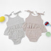 New Solid Color Three-piece Halter Set Skirt Girls Baby Linen Suit - PrettyKid