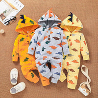 2021 Baby Boys Cartoon Dinosaur Print Hoodie Jumpsuit - PrettyKid