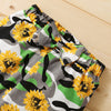 Kid Girls Summer Solid Color Letters Short-sleeved T-shirt Sunflower Flared Pants Set - PrettyKid