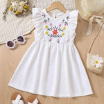 Girls' Summer Embroidered Dress with Ruffles Beach Holiday Dress Wholesale