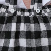 Toddler Kids Girls' Solid Round-necked Long-sleeved Plaid Strappy Skirts Wholesale Girls Dresses - PrettyKid