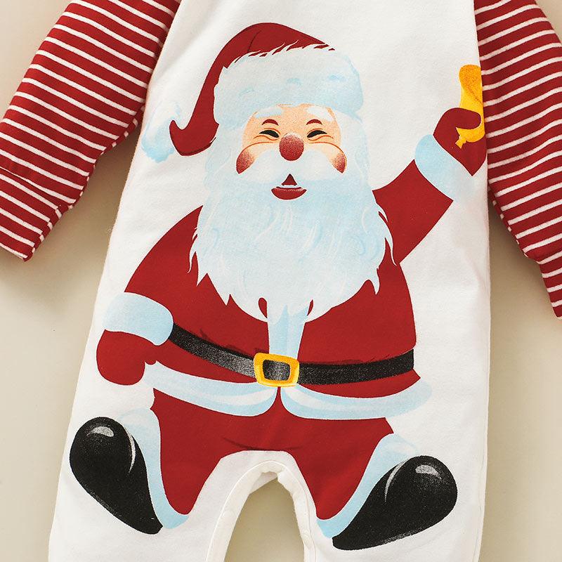 Baby Santa Claus Printed Long Sleeve Jumpsuit Christmas Dress - PrettyKid