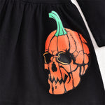 2022 Girls Halloween Skeleton Pumpkin Head Print Long-sleeved Suit - PrettyKid