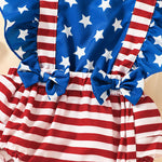 0-18M Baby Girl Rompers Sleeveless Independence Day Striped Panel Headband Baby Clothes In Bulk - PrettyKid