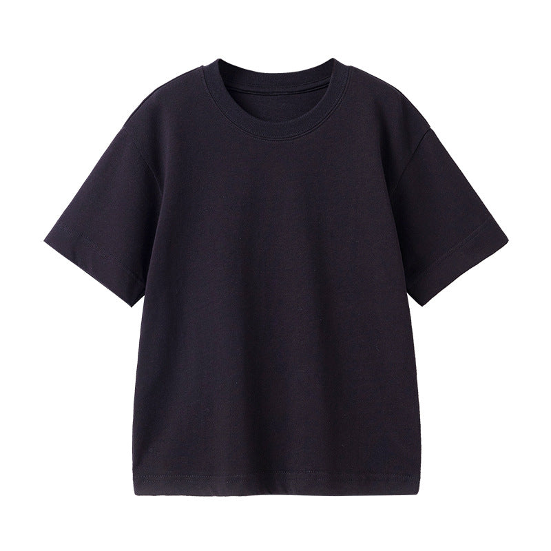 2021 Summer Cotton T-shirt Loose Short Sleeve Solid Bottomed Shirt Top - PrettyKid
