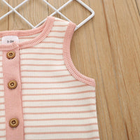 Toddler kids summer sleeveless striped jumpsuit baby crawling suit - PrettyKid