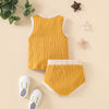 Baby Boys Solid Color Stitched Sleeveless Vest Triangle Short Suit - PrettyKid