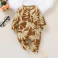 Baby Plant Printed Long Sleeve Jumpsuit - PrettyKid