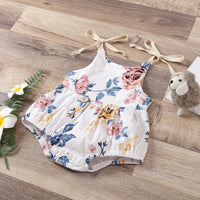 Baby Girls Flower Print Suspender Jumpsuit - PrettyKid