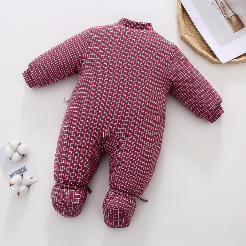 Baby Boys Girls Winter Thickened Cotton Wrapped Feet Jumpsuit Cotton Clothes Cotton Clothing - PrettyKid