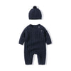 Baby Boys Girls Twist Knitting Wool Long-sleeved Jumpsuit Hat Two Piece Set - PrettyKid