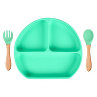 Baby Sub Format Dinner Plate Spoon Fork Silicone Set Children's Tableware - PrettyKid