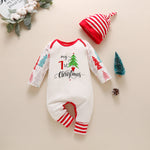 Christmas Day Models Striped Christmas Tree Boys and Girls Jumpsuit Hat - PrettyKid