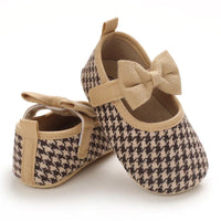 Baby Girls Plaid Bow Child Soft Rubber Sole Non-slip Baby Shoes - PrettyKid