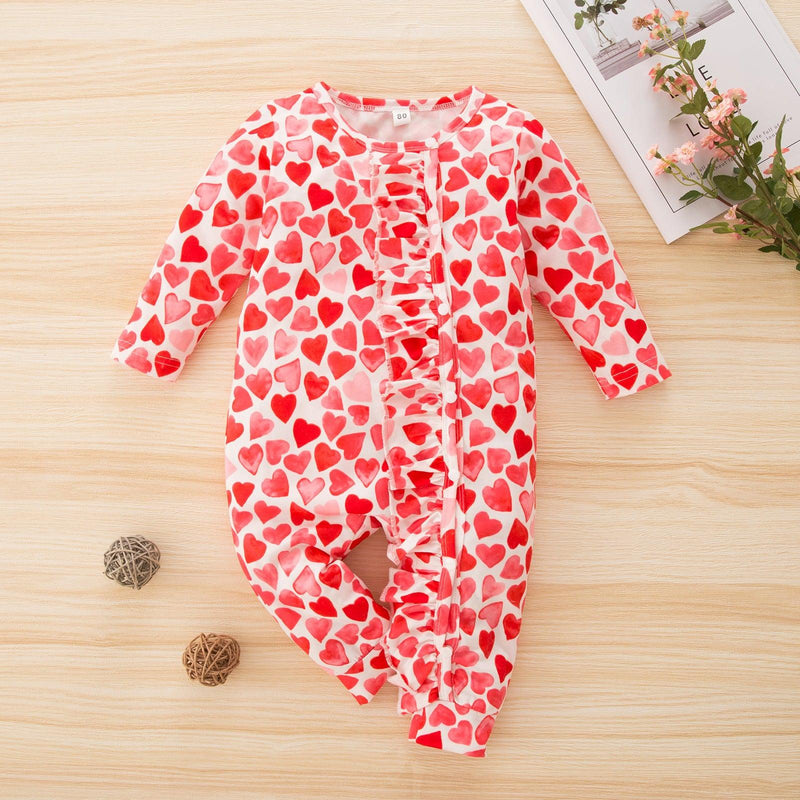 Baby Girls Love Printed Long Sleeve Jumpsuit - PrettyKid