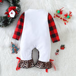 Baby Boys Girls Solid Color Christmas Print Long-sleeved Jumpsuit - PrettyKid