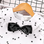 Toddler Kids Girls Solid Color Stars Printed Long-sleeved Shirt Solid Color Short Skirt Set - PrettyKid