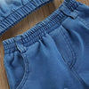 Toddler Kids Girl's One Shoulder Short Sleeve Top with Holes Denim Pants Denim Suit - PrettyKid