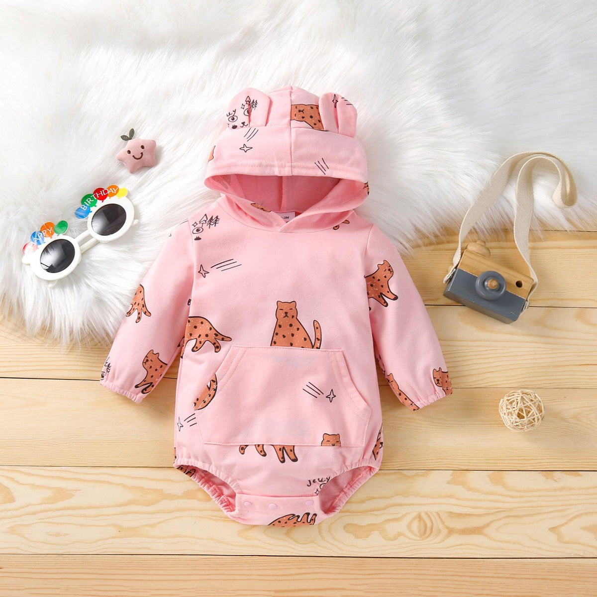 Baby Boys Girls Cartoon Animal Hooded Jumpsuit - PrettyKid