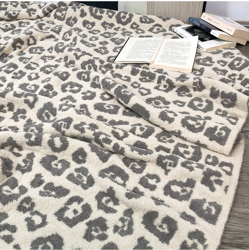 Baby Leopard Print Suede Jacquard Knitted Blanket - PrettyKid