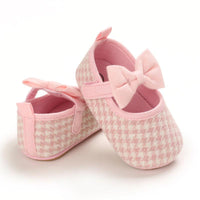 Baby Girls Plaid Bow Child Soft Rubber Sole Non-slip Baby Shoes - PrettyKid