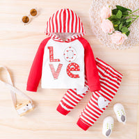 Toddler Kids Letter Love Print Hoodie Long Sleeve Set - PrettyKid