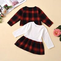 Toddler Kids Girls' Plaid Long Sleeve Coat Dress Two Piece Set - PrettyKid