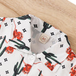 Boys' Summer Korean Animal Print Lapel Short-sleeved Shirt Fashion Shorts Two-piece Suit