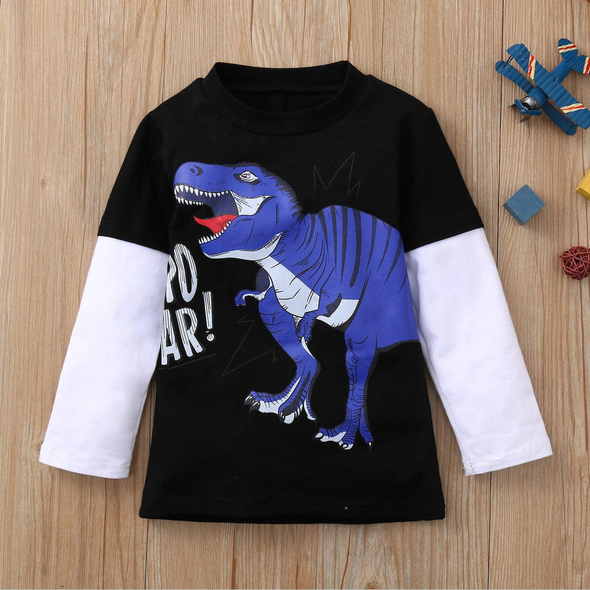 Toddler Kids Boys Cartoon Dinosaur Print Long Sleeve T-Shirt - PrettyKid