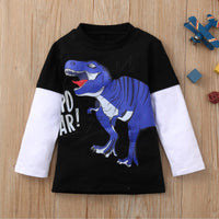 Toddler Kids Boys Cartoon Dinosaur Print Long Sleeve T-Shirt - PrettyKid