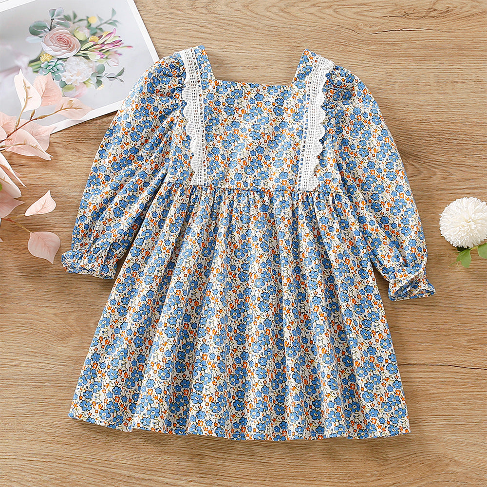Toddler Kids Girls' Long Sleeve Lace Floral Dress - PrettyKid