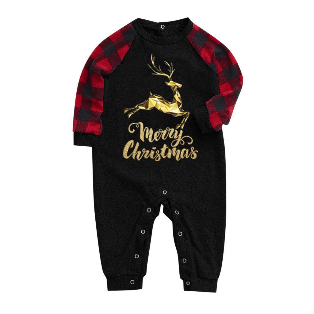 Parent-Child Merry Christmas Elk Plaid Printed Pajamas Sets Mommy And Me Outfits Wholesale - PrettyKid