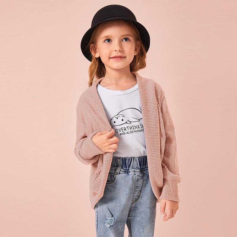 Toddler Kids Girls Solid Color Long Sleeve Knitted Coat - PrettyKid