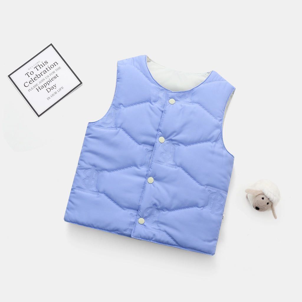 Children's Solid Color Light Down Cotton Vest with Inner Vest Waistcoat - PrettyKid