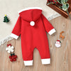 Baby Boys Girls Letter Print Cute Santa Hooded Jumpsuit - PrettyKid