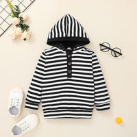 Toddler Kids Hooded Striped Top Solid Pants Set - PrettyKid