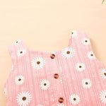 Toddler Kids Girls Summer Solid Daisy Print Sleeveless Vest Top Shorts Set - PrettyKid