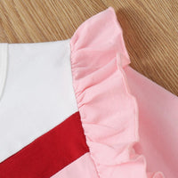 Toddler Kids Girls Solid Color Long Sleeve Ruffle Color Blocking Blouse - PrettyKid