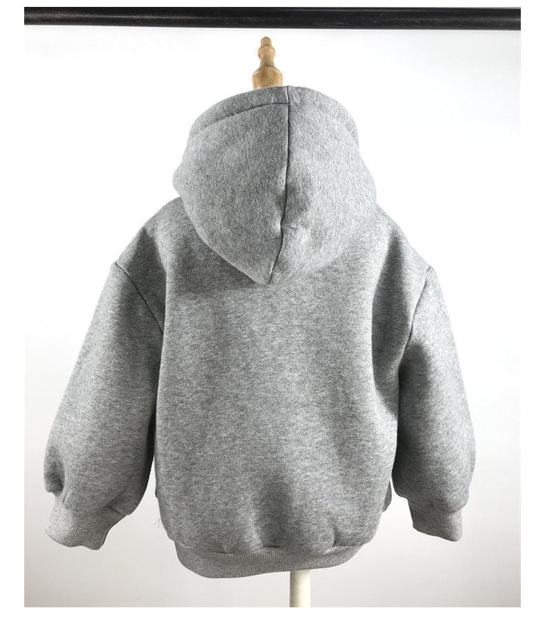 Toddler Kids Solid Color Letter Print Padded Hooded Sweatshirt - PrettyKid