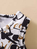 Toddler Boys Cartoon Graffiti Printed Sleeveless Vest Solid Color Splicing Shorts Set - PrettyKid