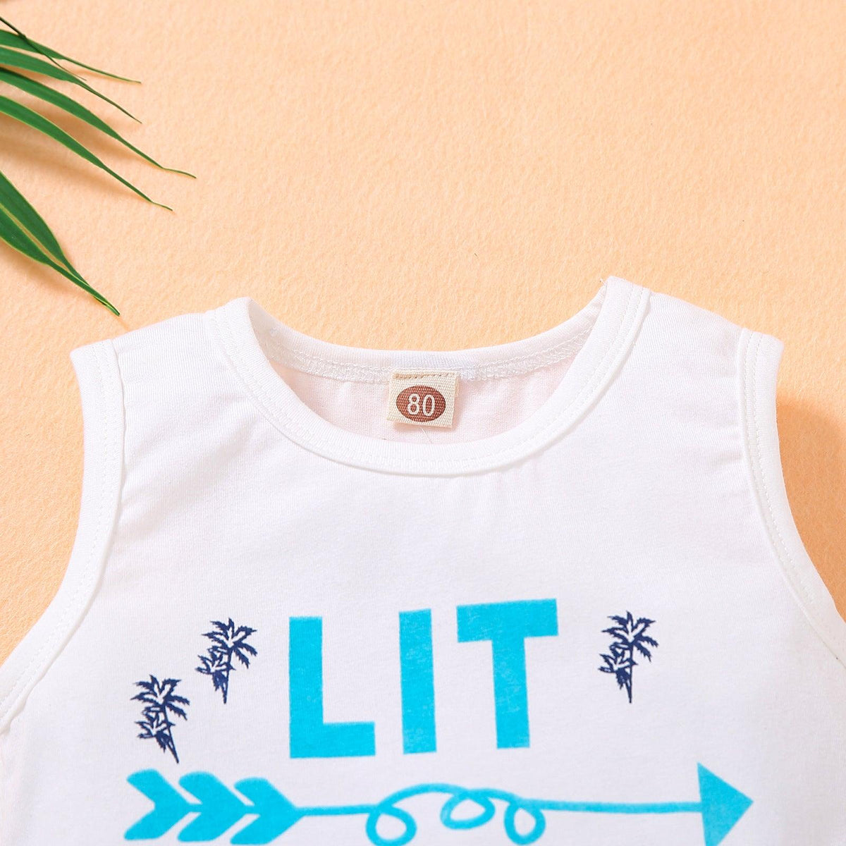 Toddler Kids Boys Summer Letter Vest Coconut Print Shorts Set - PrettyKid