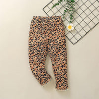 Toddler Kids Girls' Solid Color High Collar Top Leopard Print Pants Set - PrettyKid