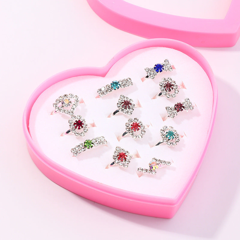 Children's Colored Crystal Diamond Ring Shiny Jewelry Toy Jewelry Gift - PrettyKid